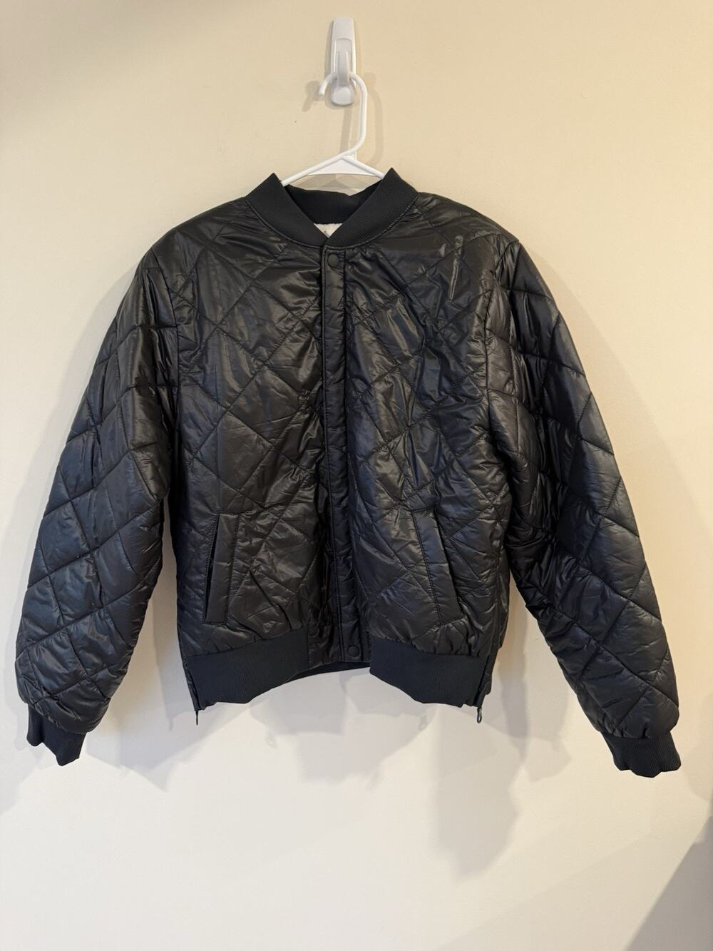 Aerie Size XL Black Sherpa Lined Quilted Puffer Jacket Women’s Moto